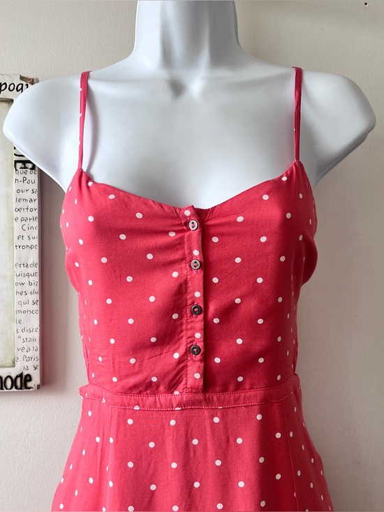 Abercrombie & Fitch Coral Polka Dot Festival Resort Cutout Midi Dress Size XS-S - Picture 2 of 8